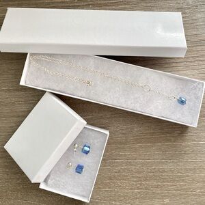 New handmade sterling silver necklace and earring set w/ Swarovski crystals